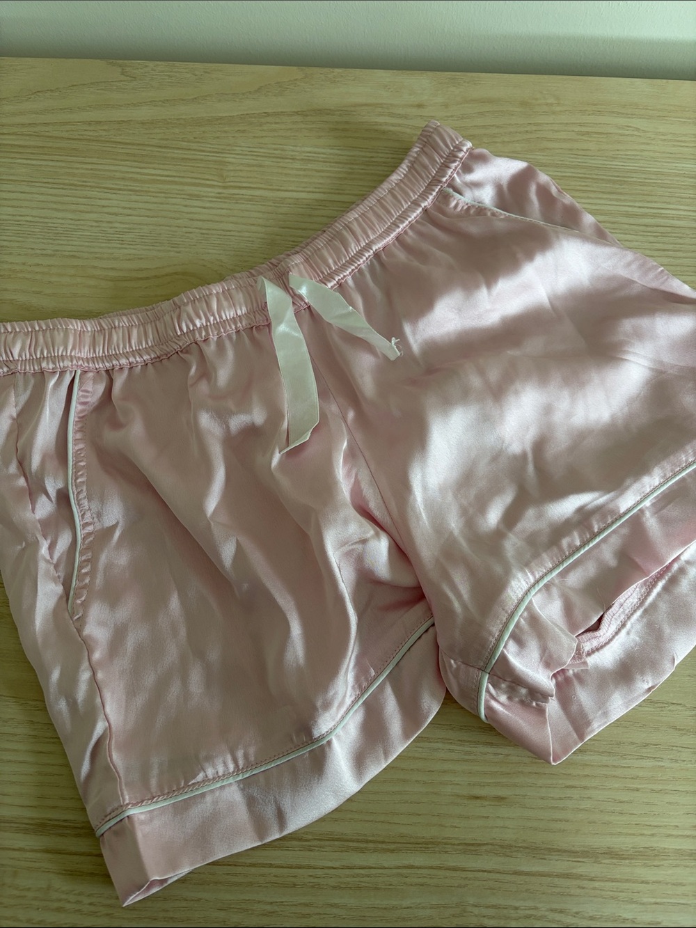 Satin Pink Drawstring Lounge Shorts